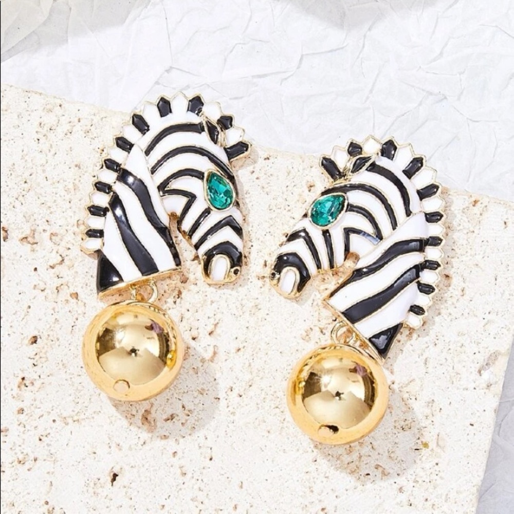 Zebra drop earrings